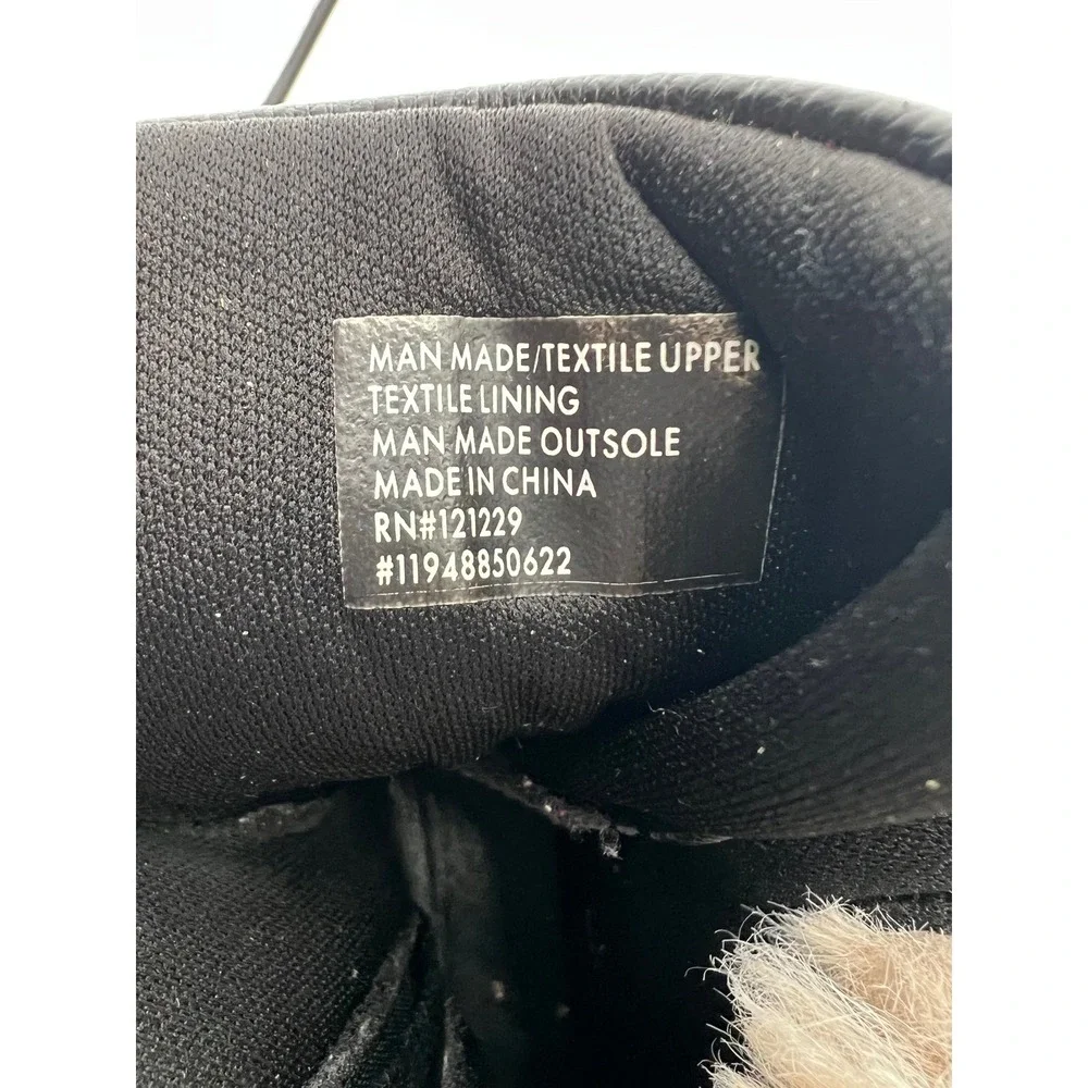 Vince Camuto Kids Black Leather Faux Fur Trim Lace Up Combat‎ Boots Side Zip